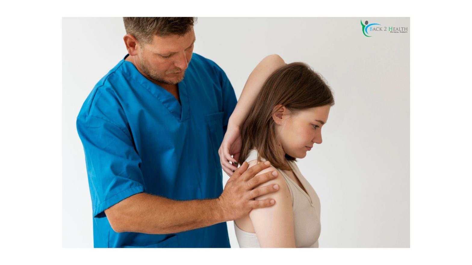 Physical therapy session for shoulder pain assessment featuring manual shoulder therapy.